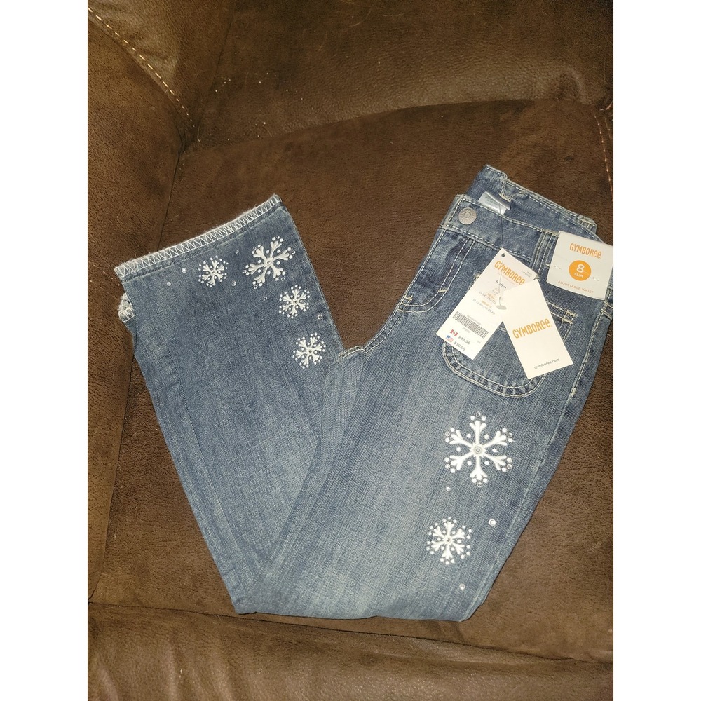 Gymboree snowflake shimmer capsule line jeans size 8 slim‎ nwt denim